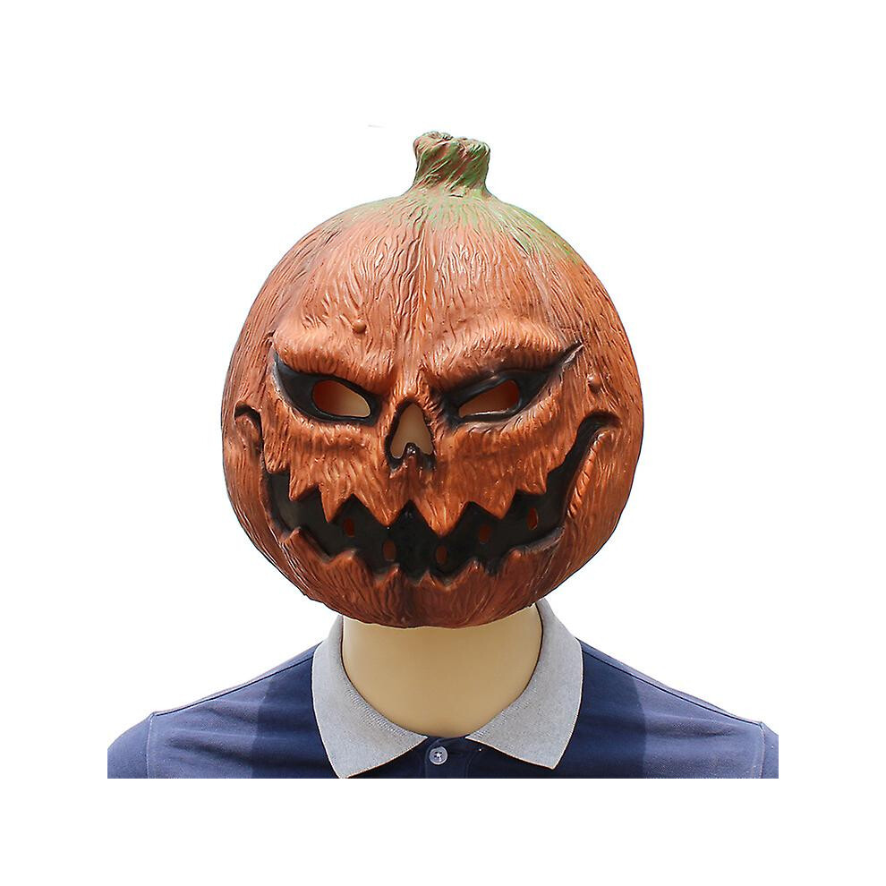 Kikidex (As Show, One Size) Latex Pumpkin Head Mask Novelty Deluxe Halloween Party Props (Pumpkin)