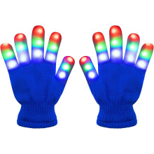 (As show, One size) Kids Light Gloves Children Finger Light Flashing LED Warm Gloves with Lights for Birthday Light Party Christmas Xmas Dan
