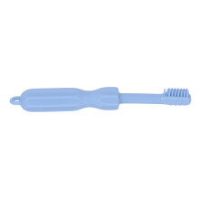 2-in-1 Baby Silikon-Molarzahnbürste, Weiches Hellblau, Zahnungsspielzeug