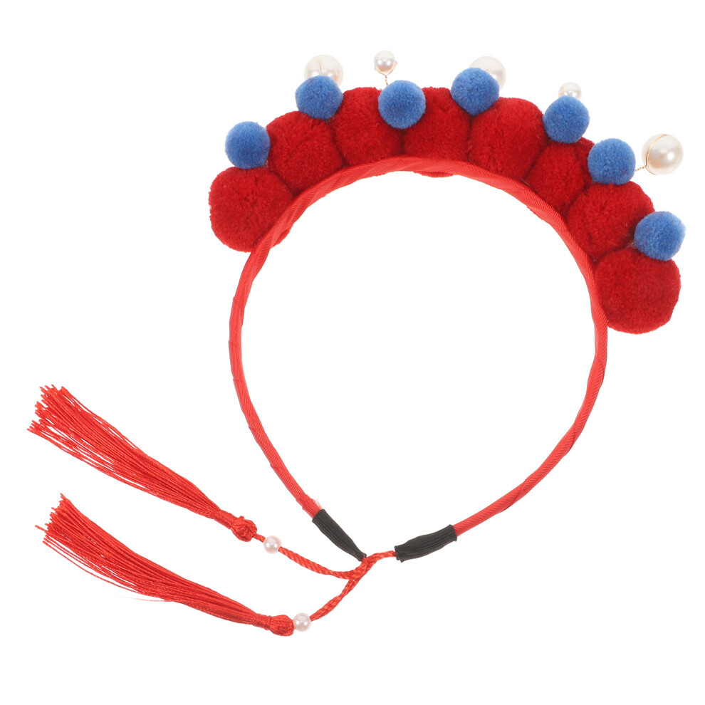 2Szt Wielokolorowa Opaska ChińSka Z Chwostami I PerłAmi-image