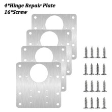 (Default) Cabinet Hinge Repair Plate Kit Kitchen Cupboard Door Hinge Mounting Plate With Holes Flat Fixing Brace Brackets Household Tools