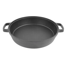 25cm Cast Iron Dual Loop Handle Dutch Oven, Flat Bottom Soup Stew Pan