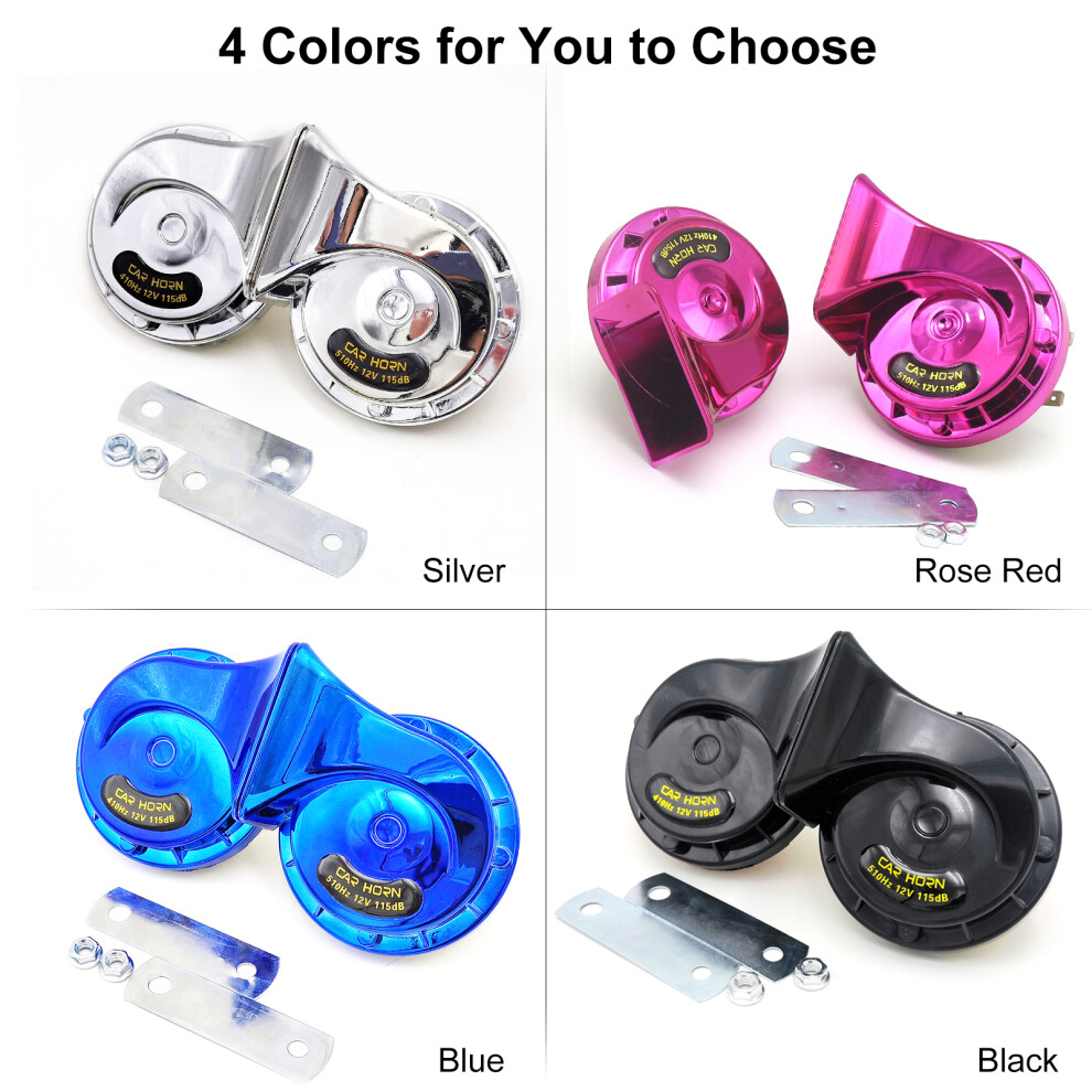 12V Dual Tone Snail Horn For Cars & Motorcycles, 115Db, Black/Silver 9451356972281