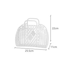 Hollow Plastic Storage Basket 250x110x220mm White Portable Foldable