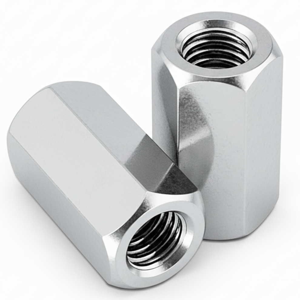 (2, M10 X 30Mm) Hex Coupling Nut - Threaded Rod Connector Studding Extension Din 6334 - Bzp Steel 5056826613486