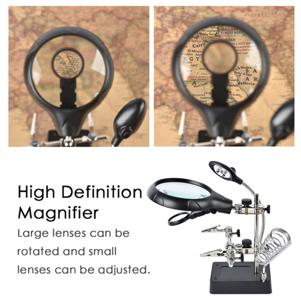 Desktop Magnifier Glass Soldering Station Led Light Clamp, 18X12x9cm 8471356988618