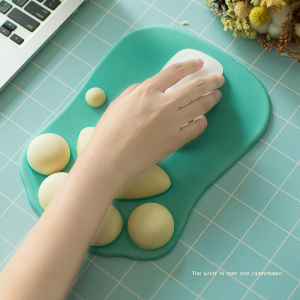 Cartoon Cat Paw Mouse Pad, Ergonomic, Slip-Resistant, Blue/Green 7891356997822