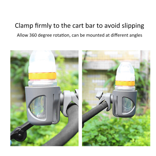 Large Caliber Stroller Cup Holder, Adjustable 360 Rotation, Gray 2