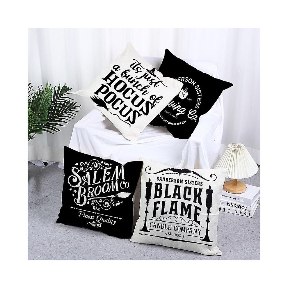 Kikidex (As Show, One Size) Sets Of Halloween Letters Halloween Linen Printed Decoration Bedroom Living Room Home Cushion Pillowcases 45X45cm)
