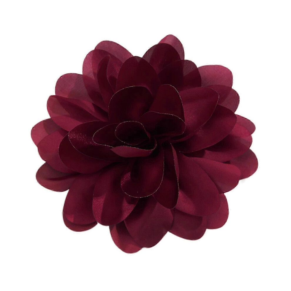 Kikidex (As Show, One Size) Handmade Lapel Pin Jewelry Exaggerated Duckbill Clip Brooch Charm Stylish Fabric Flower Lapel Pin Adornment Rose Red