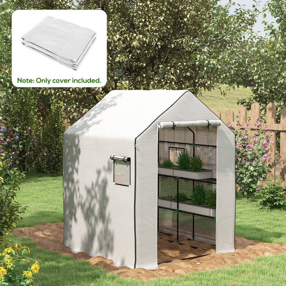 Outsunny Walk-In Greenhouse Cover Replacement With Door And Mesh Windows, White