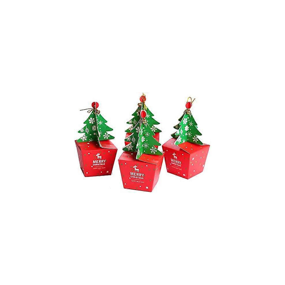Kikidex (As Show, One Size) Fingooo 10 Pieces Christmas Cupcake Boxes Gift Boxes Gift Bag Xmas Tree Party Favour Decoration For Kids Party Supplies Gold
