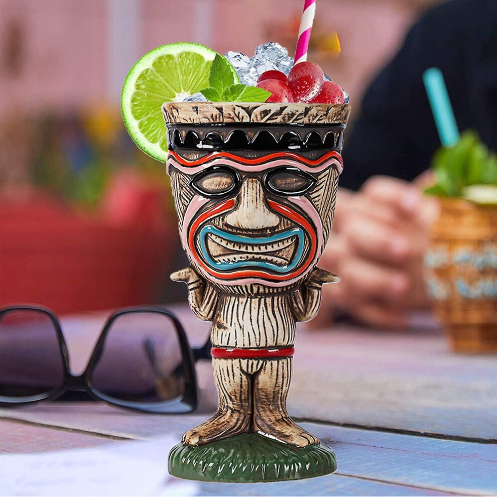 Kikidex (As Show, One Size) (250Ml) Tiki Mugs Cocktail,Ceramic Tiki Mug For Exotic Cocktail Glasses,Tiki Bar Professional Hawaiian Party Barware