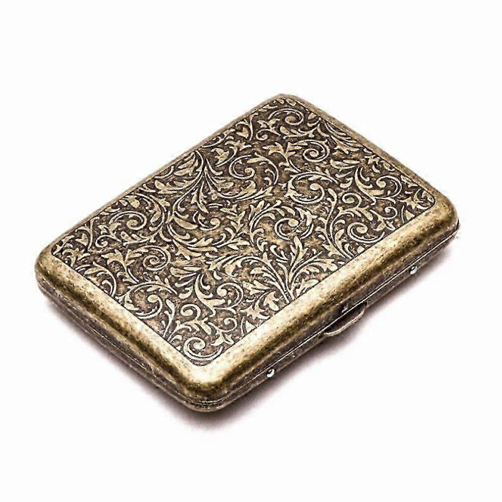 Kikidex (As Show, One Size) Cigarette Case - Retro Metal Cigarette Box Double Sided Spring Clip Open Pocket Holder For 20 Cigarettes