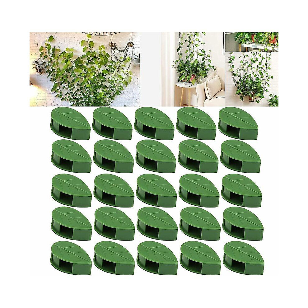 Kikidex (As Show, One Size) Plant Support 50Pcs Wall Mounting Clips For Climbing Plants, Self-Adhesive Leaf Shape Wall Clips For Wall Vines Plants (50) Green