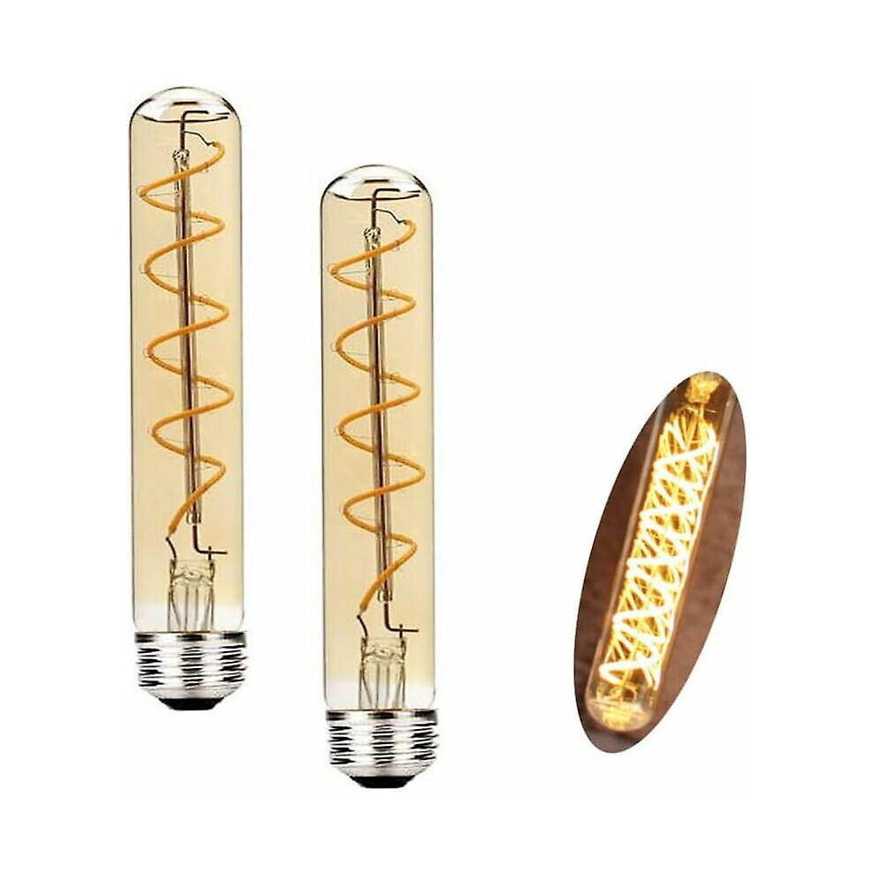 Kikidex (As Show, One Size) Led T30 Edison Bulb 4W 185Mm Non-Dimmable Retro Incandescent E27 Screw Base (Pack Of 2) Amber/Light