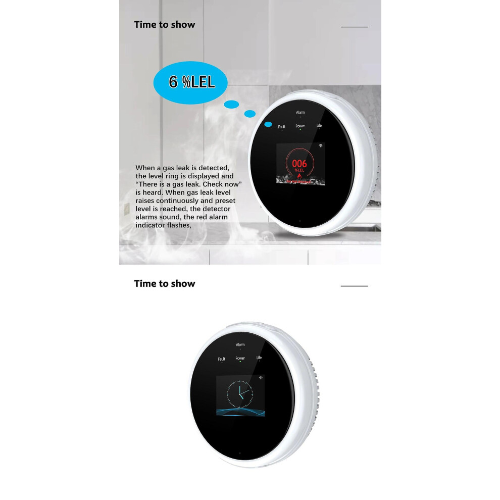 Kikidex (As Show, One Size) Natural Gas Sensor Wifi Smart Household Fuel Lpg Gas Alarm Detector Leakage Sensor Wifi Temperature Detectors