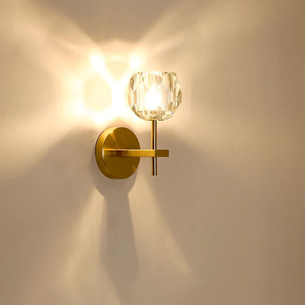 Kikidex (As Show, One Size) North American Glass Wall Lamp, Metal, Suitable For Bedroom, Corridor, Bar, Cafe, Bedside Lamp Gold