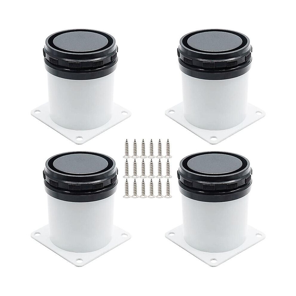Kikidex (As Show, One Size) Set Of 4 Adjustable Stainless Steel Furniture Legs With Screws - White, 5Cm Height