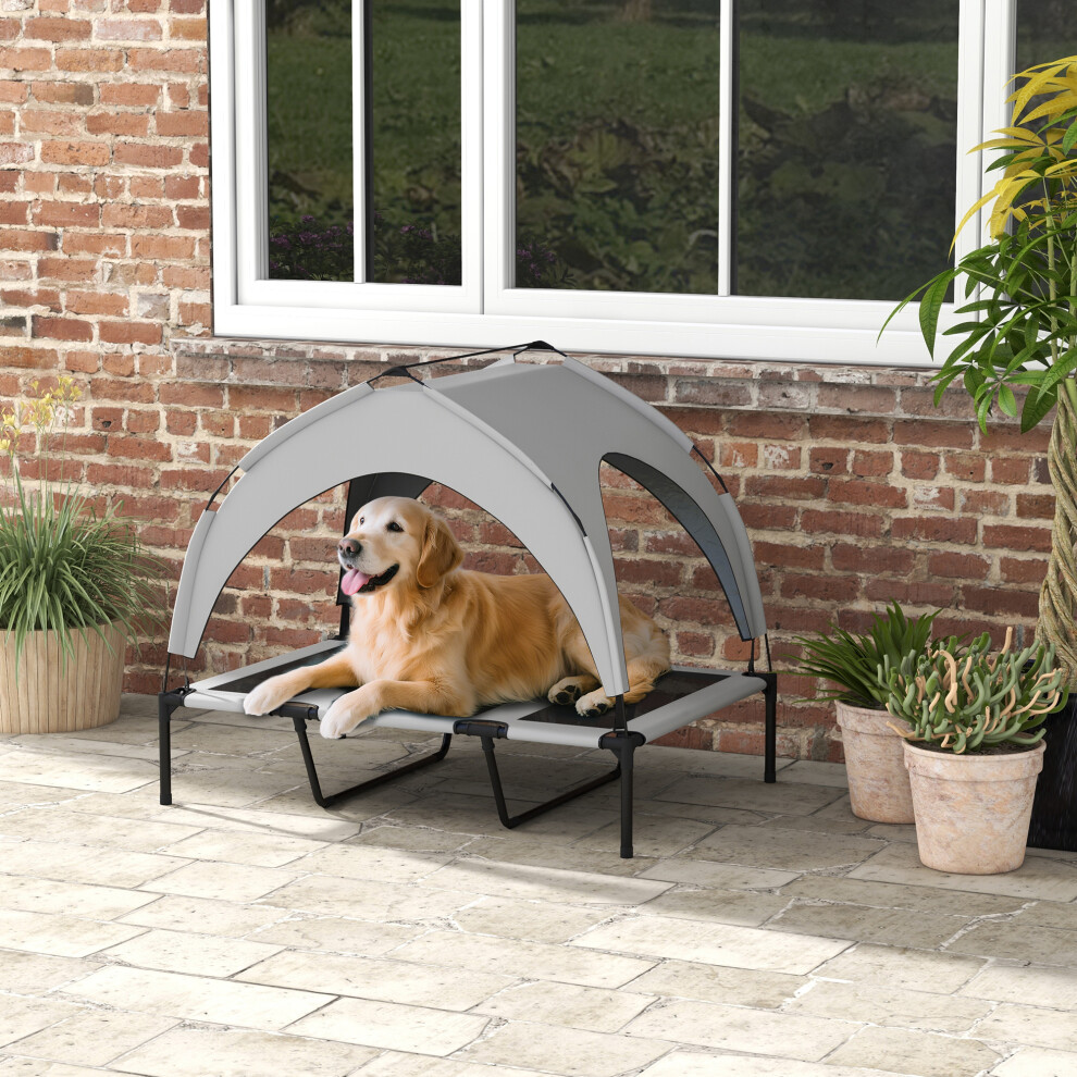Pawhut Cooling Raised Dog Bed W/ Breathable Mesh, For L Dogs - Light Grey