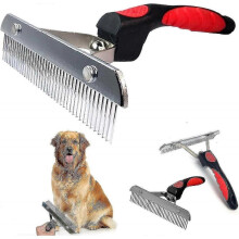 Dog Brushes for Grooming Large Dogs, Long Hair Dog Rake Pet Comb Pet Grooming Brush with Anti-slip Handle,steel Comb for Golden Retriever Husky German