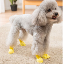 Niedliche wasserdichte Silikon-Hundenboots für Pomeranian & Co., Gelb S