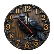 Horloge murale en acrylique à mouvement-Corbeau de 10 pouces