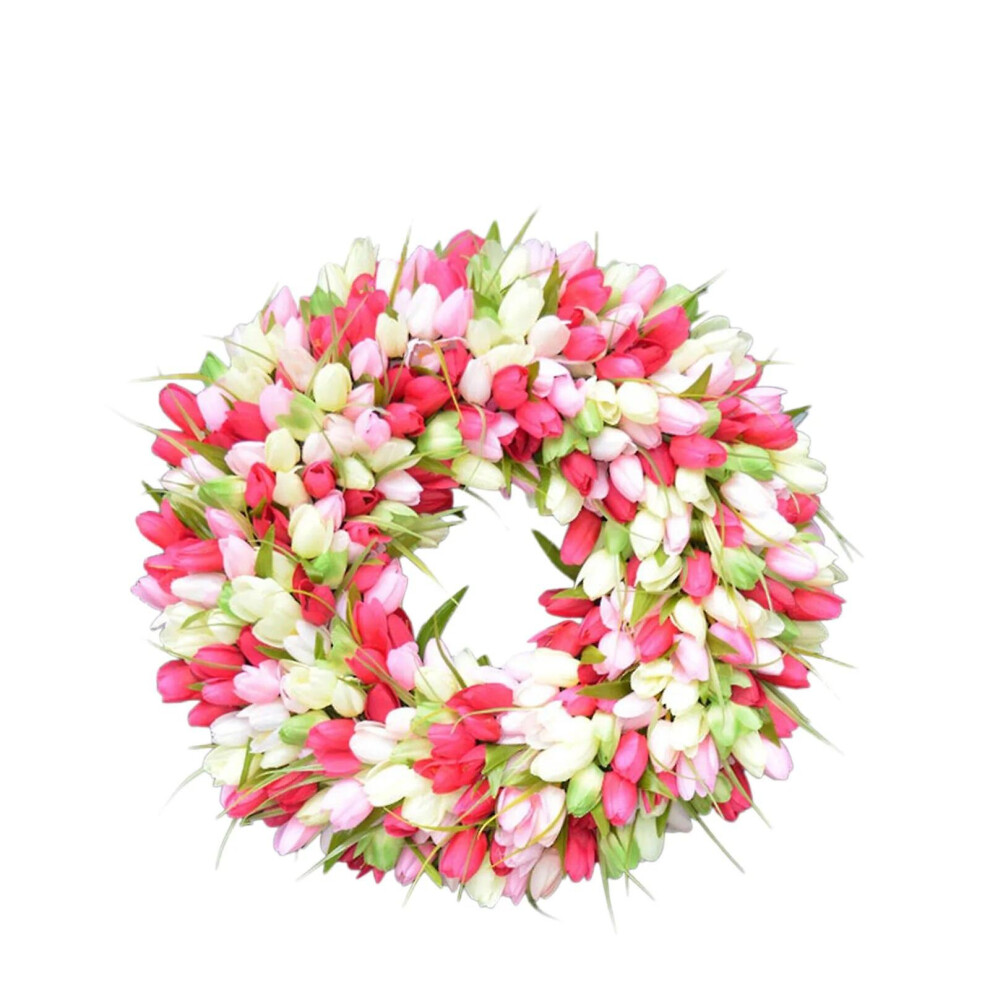 Kikidex (As Show, One Size) Artificial Flower Garden Tulips Real Touch Flowers Spring European-Style Ornament Simulation Wreath