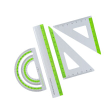 Strong Aluminum Ruler Set 1 Straight 2 Triangles 1-Green