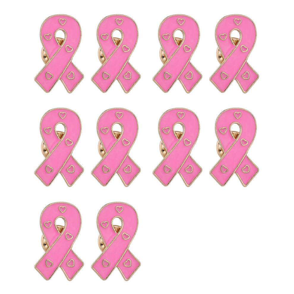 Pink 10Pcs Cancer Awareness Ribbon Brooch Lapel Pin Pin For Outfit