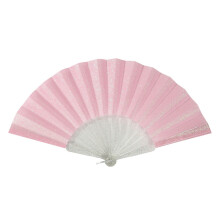 Glittering Hand Fan With Sparkling Transparent Ribs-Pink