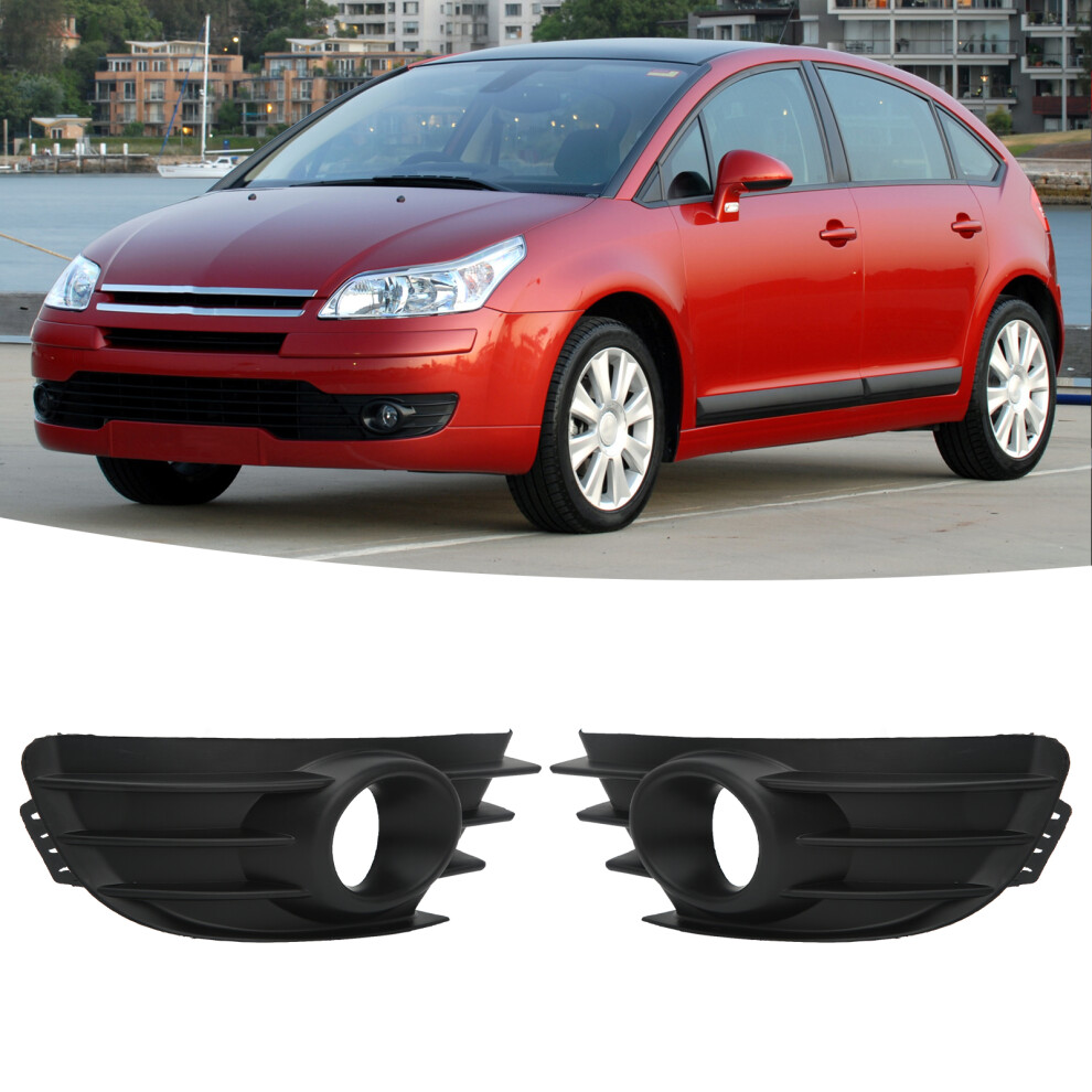 Fog Grille Cover For Citroen C4 2004Â2008 Easy Install Black/Light 8341357026636