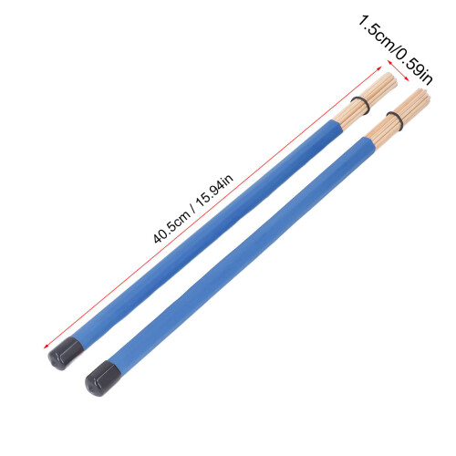 2Pcs Bamboo Drum Brush Stick Set for Percussion Instruments, Blue 2