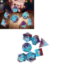 7 Stück Transparentes Resin Polyedern-Würfel-Set für RPGs, Blau & Rot, Geschenk