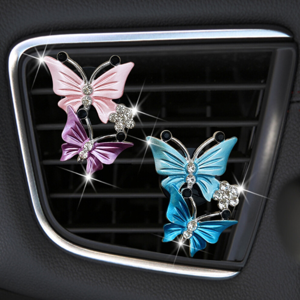 2Pcs Car Air Vent Clip Fragrance Diffuser Rhinestone Bling 5Cm /Purple Pink/Yellow/Blue 7601357034163