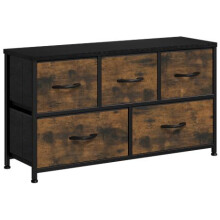 (Rusic Brown) YITAHOME Chest of Drawers 5 Fabric Drawer Bedroom Storage Cabinet Bedside Organizer Unit
