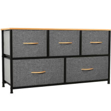 (Dark Grey) YITAHOME Chest of Drawers 5 Fabric Drawer Bedroom Storage Cabinet Bedside Organizer Unit