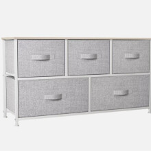 (Light Gray) YITAHOME Chest of Drawers 5 Fabric Drawer Bedroom Storage Cabinet Bedside Organizer Unit