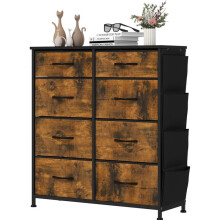 (Rotten Wood Grain) YITAHOME Chest of Drawers 8 Fabric Storage Drawer Unit Dresser for Bedroom Living Room