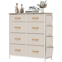 (Beige) YITAHOME Chest of Drawers 8 Fabric Storage Drawer Unit Dresser for Bedroom Living Room