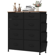 (Black) YITAHOME Chest of Drawers 8 Fabric Storage Drawer Unit Dresser for Bedroom Living Room