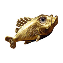 Retro miniatuur vis beeldje koper mariene schepsel-goud