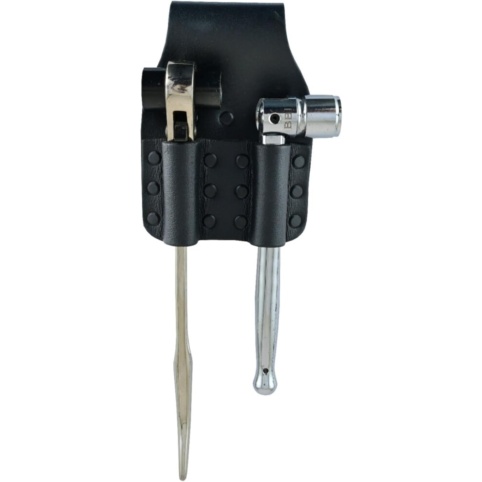 Black Leather Double Spanner Frog/Pocket/Pouch Bbi For Scaffolding Tool Belt 722020653522