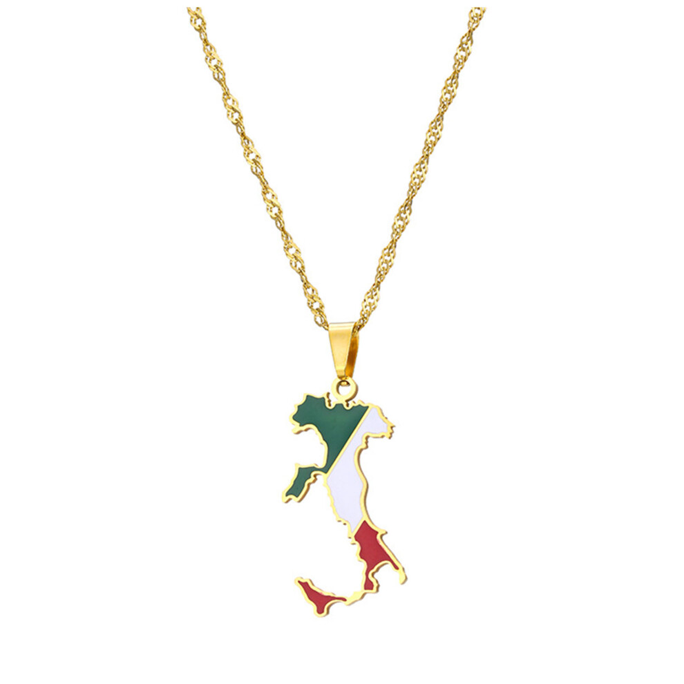 (gold) Necklace With Italian Map Statement Piece For Any Outfit Product Made-image-OPC-PMKKYNC-NEW