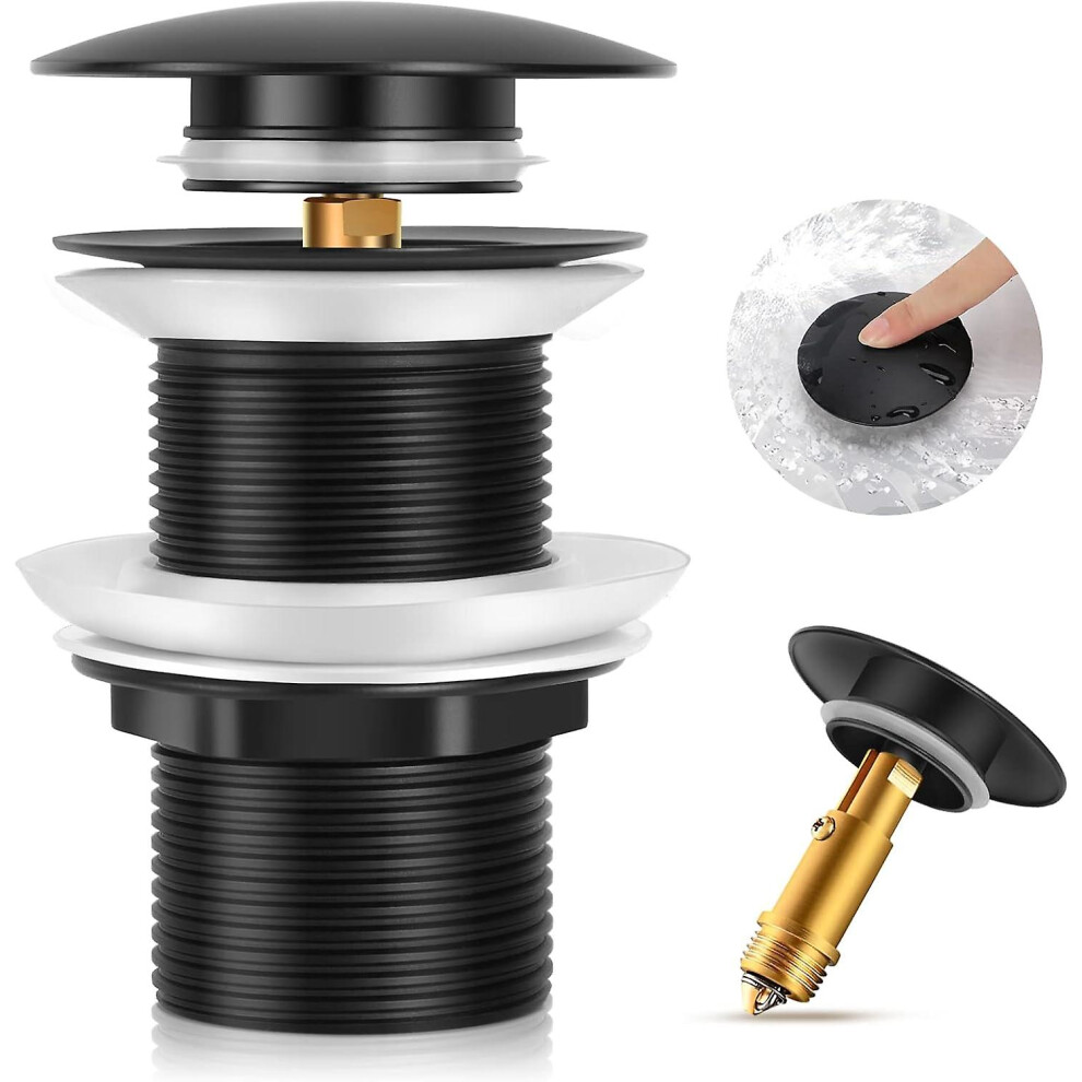Kikidex (As Show, One Size) Sink Drain Without Overflow, Drain, Brass Sink Drain, Sink Drain Seal, Bath Drain, Black