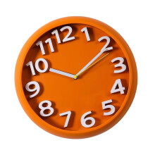 Horloge murale élégante et silencieuse, avec chiffres en-Orange