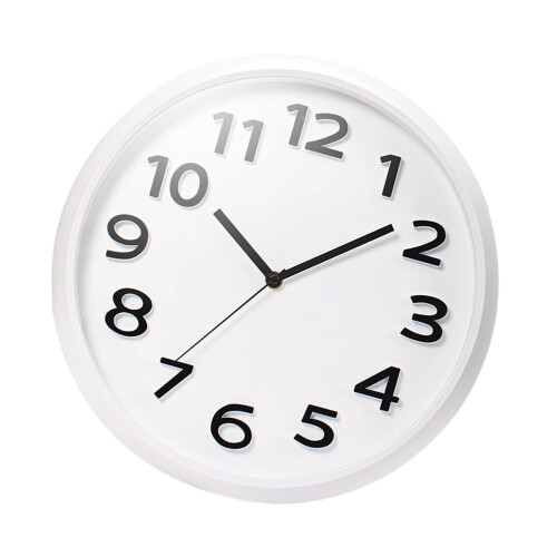 3D Numbers Wall Analog Clock Not Ticking Noiseless-White