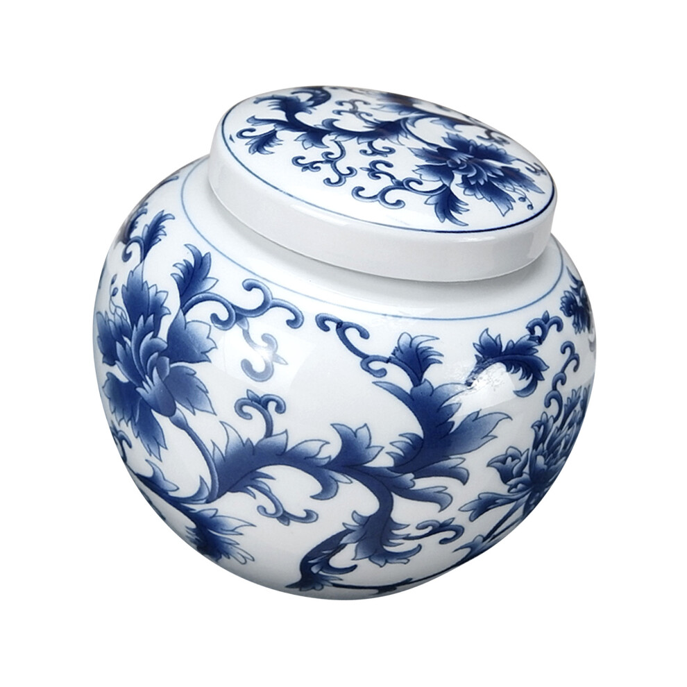 Ceremonial Blue Earthenware Jar For Debris-Welcome Flower-image-OPC-PMKM28M-NEW