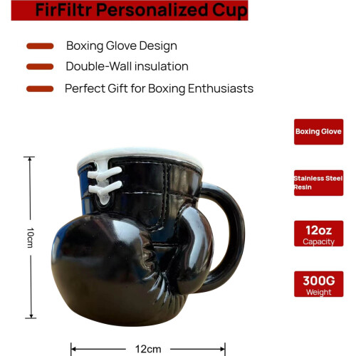 3D Boxing Glove Nonrust Steel Coffee Cup Durable Kitchen-White 2
