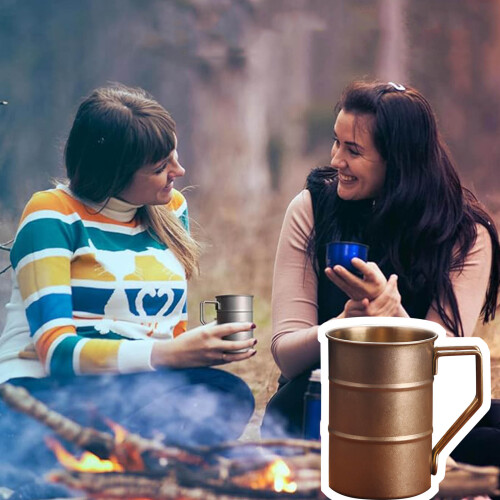 Permanent Untarnished Camping Mugs 500ml Insulated Leave-Silver 1